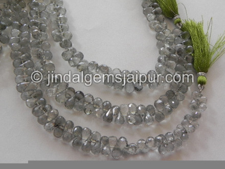 Green Apatite Quartz Faceted Drops Beads